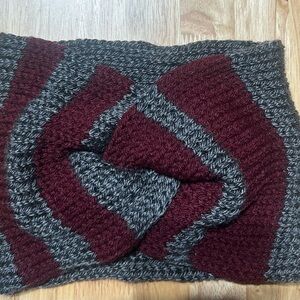 Handmade Gray and Maroon Knitted Earwarmer